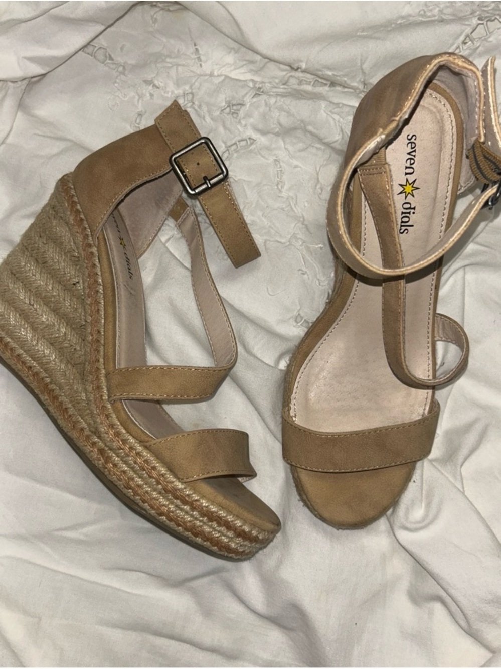 Seven Dials Tan Espadrille Wedge Sandals with Ankle Strap